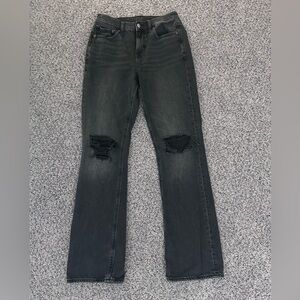 Ripped High Waisted Black American Eagle Denim Mom Jeans